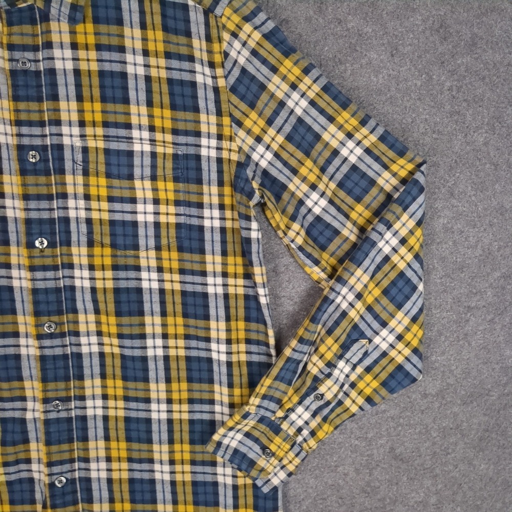 Gap Mens Plaid‎ Flannel Button Down Shirt Blue Yellow White Small Long Sleeve - Picture 4 of 11